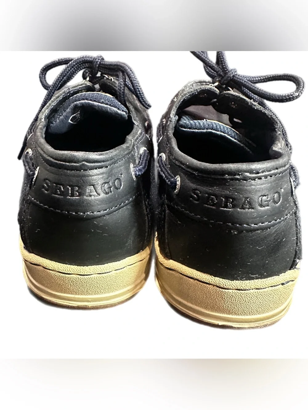 Sebago Men’s Leather Navy Lace-Up Deck Boat Casual Shoes Size US 8